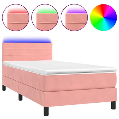 Produktbild von Boxspringbett mit Matratze & LED Rosa 100x200 cm Samt