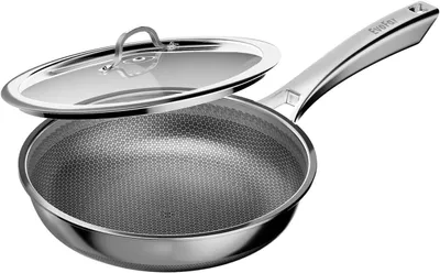 Bratpfanne Edelstahl 24 cm mit Deckel, antihaftbeschichtet
