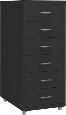 Productafbeelding van Archiefkast met wielen, zwart, 28x41x69 cm. Kantoorkast, multifunctionele kast, archiefkast, multifunctionele metalen kast