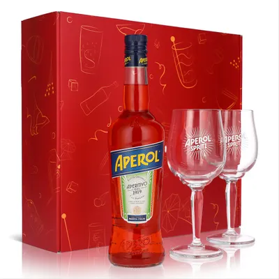 Produktbild von Aperol Spritz Geschenkset 0,7l Flasche 11 % Vol. + Signature Spritz Gläser|Pink