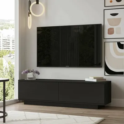 Image de Goro - Meuble TV, 140x36x38h cm Noir, une Étagère