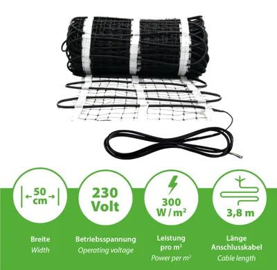 Obrázok produktu pre Ohrev vonkajších plôch, 300 W/m², 10,0 m², montáž na podklad pre liatočbetón, betón a dlažbu