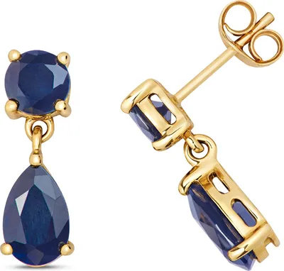 Image de Boucles d'Oreilles Femme Or 375/1000 avec Saphir - 17mm*6mm; TRS28523