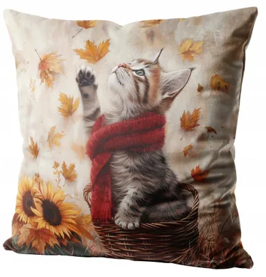Produktbild von HomeView Samt Kissenhülle Dekokissen Motiv Katze 40x40 cm