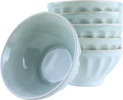 Produktbild von "OTIX Suppenschalen ohne Henkel Set von 6 Schalen 560ml Hellblau Keramik ELM"