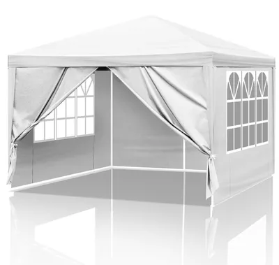 Obrázek produktu pro Skládací pavilón 3x3 metry, vodotěsný, s 4 stěnami, bílý
