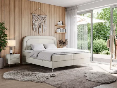 Produktbild von Doppelbett, boxspringbett mit Multipocket-Matratze, zum Schlafzimmer - EIRA - 200x200cm - Beige - H3