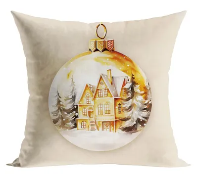 Produktbild von Kissenbezug, dekorativer Kissenbezug, Weihnachtskissenbezug,, Goldene Kugel 40x40cm Beige