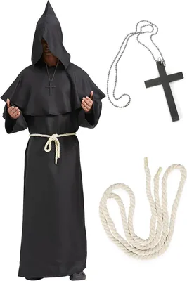 Obrázek produktu pro Středověký kostým mnicha Kostým kněze s kapucí Renesanční kostým čaroděje Halloween
