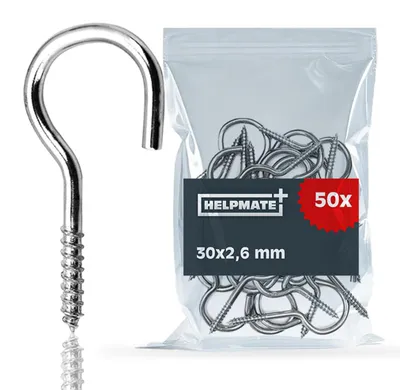 Productafbeelding van HELPMATE Gebogen schroefhaak, 30x2,6x11 mm, 50 stuks, verzinkt staal
