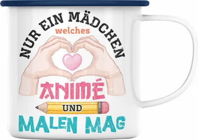 Produktbild von Trendation -  Anime Emaille Tasse Geschenk Spruch Emaille Emaille Tasse Geschenke Deko Anme Fan Spruch (Blau)