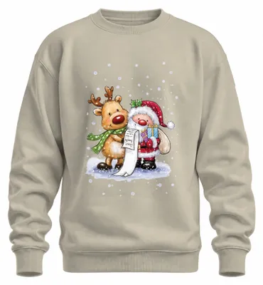 Produktbild von Santa Claus Rudolf Rentier Wunschzettel Geschenk Christmas Sweatshirt Pullover, Natur, XL