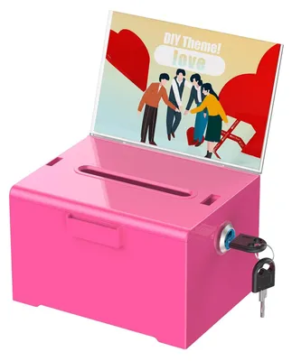 Productafbeelding van Omgoods - Acryl Donatiebox met Slot en Schildhouder