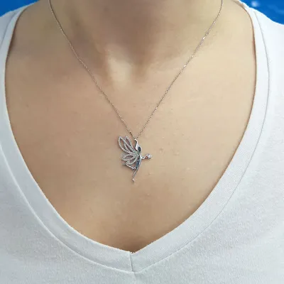 Produktbild von Elfe Collier Halskette mit Diamanten Brillant-Schliff in 14 Karat 585er Weißgold