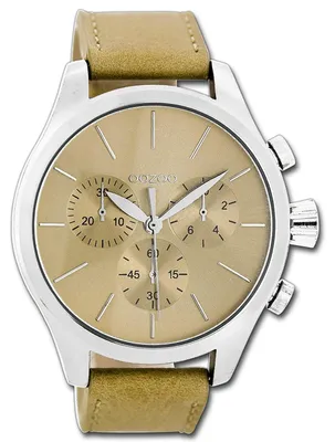Imagen del producto de Reloj de hombre Oozoo, correa de cuero beige, movimiento de cuarzo, esfera analógica, modelo D3UOC7061A