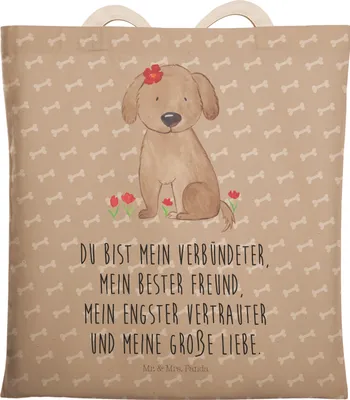 Produktbild von Mr. & Mrs. Panda Beuteltasche Hund Dame - Hundeglück - Geschenk, Tote Bag, Stofftragetasche, Liebe, Liebenswert, Tasche, Hunde, shopping, Hundespruch, Stoffbeutel