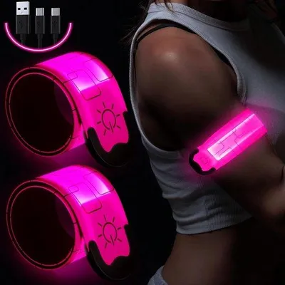 Productafbeelding van LED Armband - Reflecterend Band - Veiligheid Buiten - Oplaadbaar - 35 cm - Roze