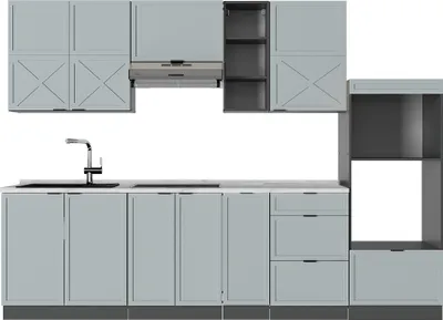 Produktbild von Küchenzeile Vicco Fame-Line Hellblau-grau/Anthrazit 280 cm ohne Arbeitsplatte, Model 51152