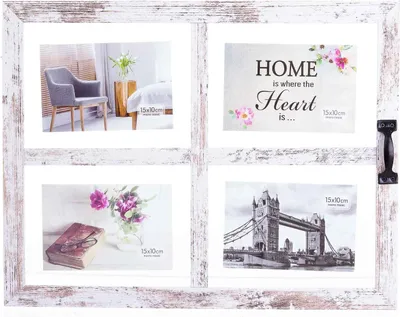 Produktbild von Edco Bilderrahmen für 4 Fotos, 15x10 cm 16563 shabby chic ca. 37 x 45 x 3,4 cm weiss