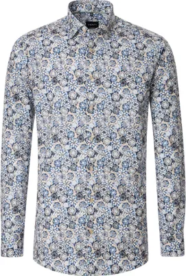 Produktbild von VENTI Herren Businesshemd Langarm Kent Modern-Fit Blau gemustert 44