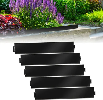 Produktbild von Aopunly Rasenkante Metall Beeteinfassung Beetumrandung Mähkante Palisade Beetrand Schwarz 100x15cm 10m