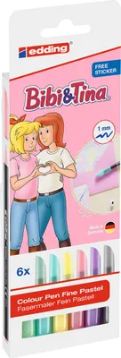 Produktbild von 1200 Fasermaler Bibi & Tina - 1 mm 6er Etui sortiert Kunststoffetui. Packung mit 5 Stück