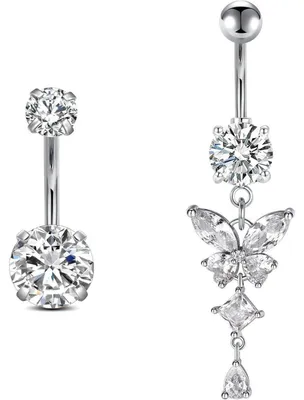 Zdjęcie produktu dla Piercing do pępka, motyl, stal chirurgiczna, srebro, 10 mm