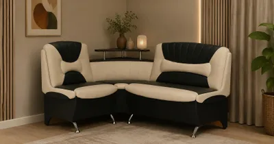 Produktbild von Eckbank Arabika Essecke Sitzbank in Schwarz Beige Hellbeige Kunstleder mit Ablage Stauraum