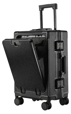 Image de Valise à roulettes, grande capacité, roues multidirectionnelles, 26 pouces, noire