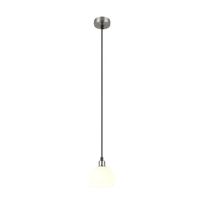 Produktbild von Pendelleuchte 12 x 150 cm 1-flammig Nickelfarben Weiß Glas Metall höhenverstellbar