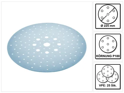 Productafbeelding van Festool STF D225/128 schuurschijf granaat P180 225 mm 25 stuks ( 205660 ) voor langhalsslijpmachine PLANEX
