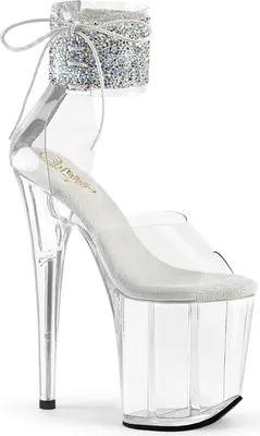Produktbild von FLAMINGO-824RS-02 Damen Sandale von Pleaser, Transparent-Silber EU 38, US 8