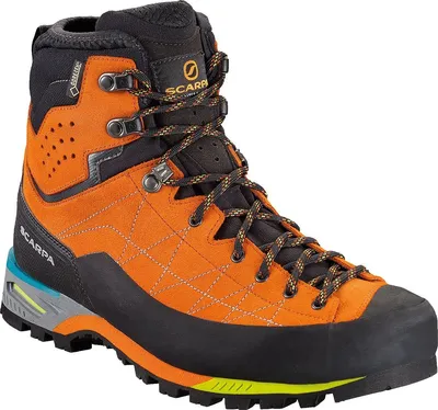 Multifunktionsschuh "Zodiac Tech Gtx" von Scarpa in Orange mit Schnürung und griffiger Sohle.