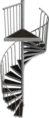 Produktbild von Spindeltreppe Ø 160 cm | Höhen: 270-287 cm | 14 Stufen, ein Podest | WPC-Stufenbelag, Feuerverzinkt