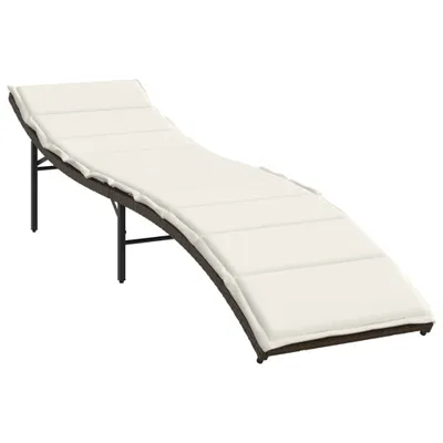 Produktbild von vidaXL Sonnenliege mit Kissen Braun 55x199x50 cm Poly Rattan