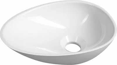 A white washbasin with a drain hole in the center.