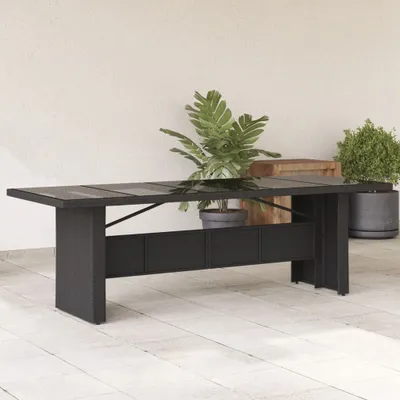 Produktbild von Möbel Gartentisch mit Glasplatte Schwarz 240x90x75 cm Poly Rattan - Gartentische 365597
