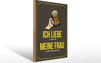 Produktbild von Holzschild  wenn mich meine Frau zum Bier trinken, 40 x 30 cm, Holzschilder Spruch Alkohol