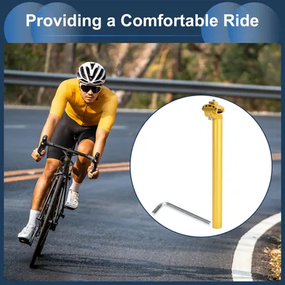 Image de Tige De Selle De Vélo 28,6X350Mm Tube De Selle De Selle De Vélo En Alliage D'Aluminium Ton Or Extra Long Angle Réglable
