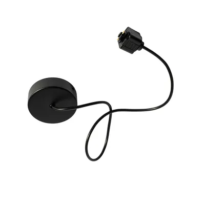 Produktbild von QAZQA - Stromzufuhr mit runder Montageplatte für 1-phasige Schiene schwarz - Iconic I Wohnzimmer I Schlafzimmer - Stahl Rund - LED geeignet