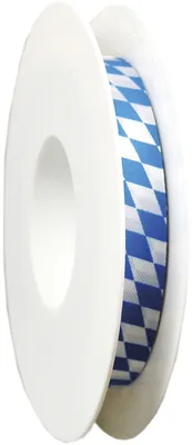 Zdjęcie produktu dla Goldina® 847215870025 Zier Acetatband - 15 mm x 25 m, Raute, weiß/blau