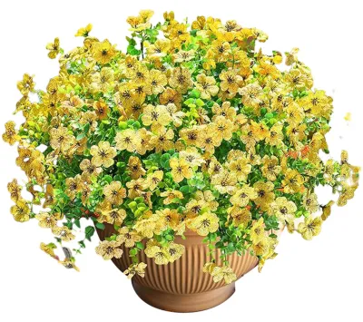 Produktbild von 12 künstliche Blumenbündel für den Außenbereich, mehrfarbige Prunkwinde mit Eukalyptus, UV-beständige Kunstseidenblumen für Frühling und Sommer, ideal für Pflanzgefäße, Veranda, Terrasse und Garten.