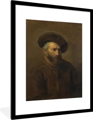 Produktbild von MuchoWow® MuchoWow® Gerahmtes Poster Selbstbildnis - Rembrandt van Rijn 60x80 cm - Poster mit zchwarzem Bilderrahmen - Wohnzimmer - Dekorationen - Prämie
