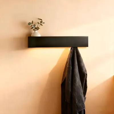 Produktbild von Wandkapstok mit 5 Haken, Ablage, 43,5 x 7,7 x 8 cm, für Flur und Schlafzimmer