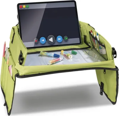 Produktbild von Hoppa! Reistafel für Kinder | Autotisch mit Tablethalterung und Tragetasche - Grün