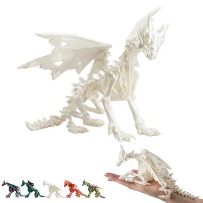 Image de Dragon squelette articule 33 cm - figurine de dragon flexible imprimee 3D – Blanc