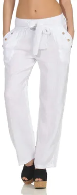 Produktbild von malito Damen Hose aus Leinen - Stoffhose in Unifarben - atmungsaktive Freizeitho