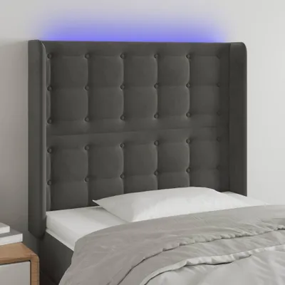 Produktbild von vidaXL LED Kopfteil Dunkelgrau 83x16x118/128 cm Samt - LED Kopfteil - LED Kopfteile - Kopfteil - Bett-Kopfteil