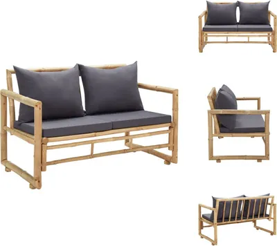 Produktbild von vidaXL Gartenbank mit Kissen 115 cm Bambus - Gartenbänke