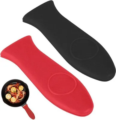 Immagine prodotto di Manici in silicone resistenti al calore, manici in silicone per padelle in ghisa, manici portatili per accessori da cucina e da barbecue resistenti al calore.